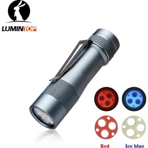 LUMINTOP FW3A Mini Flashlight 3 LED EDC Torch 2800 lumen, noctilucent film three eye lens luminous plate , Luminous tail button