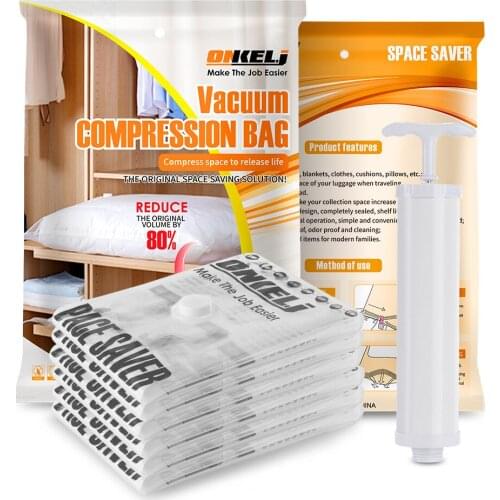 Reusable Vacuum Compression Bag Thicken Clothing Quilt Sort Out Pack Storage Transparent Travel Manual Organizer Save Space Seal