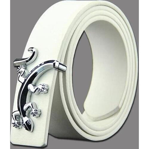 2019 Fashion Personality Belt for Men Small Gecko Smooth Buckle Belt High Quality PU Leather Belts Jeans Decorative Gifts