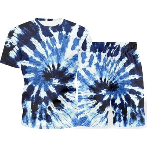 2021 summer set mens casual T-shirt set new 3D printing graffiti sports two-piece mens short sleeve + shorts S-5XL