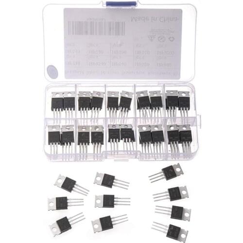 New 50Pcs 10Types IRF Series Mosfet Transistors Assortment Kit, Including IRFZ44/510/520/530/540/640/740/840/3205/9540