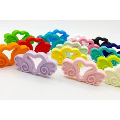 Heart Pendant Jewelry Silicone teething Angel Wing pendant necklace - nursing pendant necklace silicone - chew pendant 20PCS/LOT