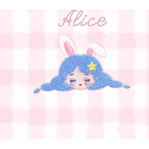 Self-adhesive Alice Cute Girl Embroidery Patches for Clothing Kids Bag Phone Case Decoration Iron on Clothes Sticker Wholesale