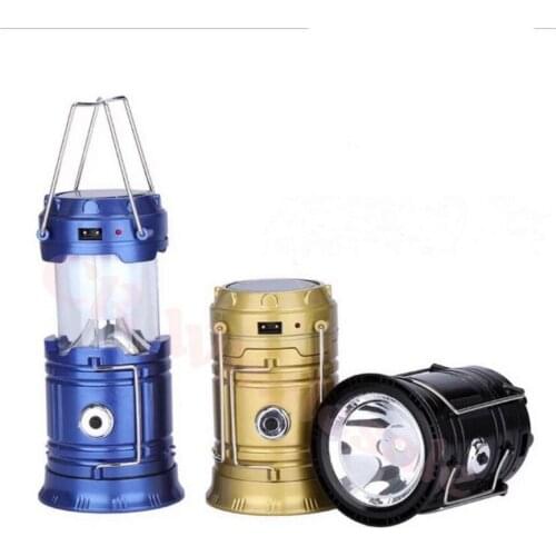 Solar powered rechargeable camping lantern with USB input 5800T Net light quality material, long-distance hunting, camping,home