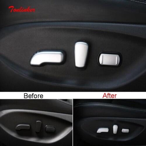 Tonlinker Interior Car Seat Adjustment Button Cover sticker For Infiniti 2019-2020 Car styling 5 PCS ABS Chrome Cover Stickers