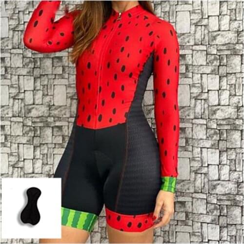 Cycling jersey Clothing womens triathlon long-sleeved cycling jersey suit jumpsuit With Free Shipping Lycra Elastic Tights mtb