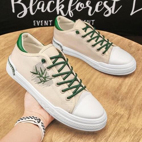 Hight-top Canvas Shoes Chic mens 2021 New Style White Shoes Spring Korean-style Girls bamboo Sneakers 39-44 High Low Lace Up