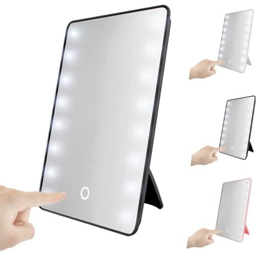 Led Makeup Mirror Intelligent Portable Desktop Ladies Makeup Light Adjustable Girls Rectangle Mirrors With Touch Dimmer Switch