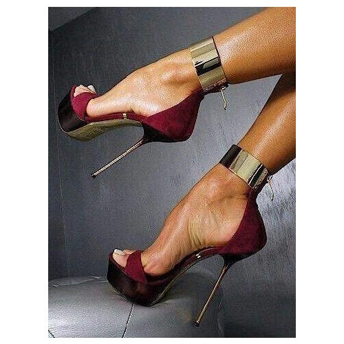 2017 Summer Hot Blue Satin Women High Platform Sandals Metal Ankle Cuffs Ladies Sexy High Heels Fashion Open Toe Dress Shoes