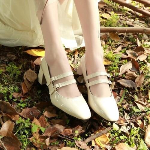 Buckle Mary Jane Shoes Women Chunky High Heel Vintage Lolita Shoes Woman 5.5cm High Heels Creepers Women Fashion Shoes