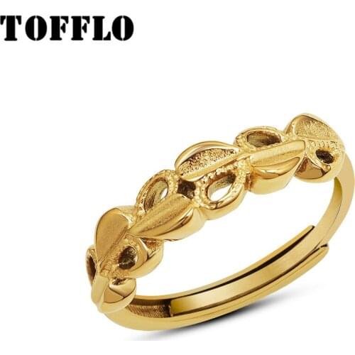 TOFFLO Stainless Steel Jewelry Peach Heart Love Hollow Out Index Finger Ring Female Fashion Lovely Ring BSA226