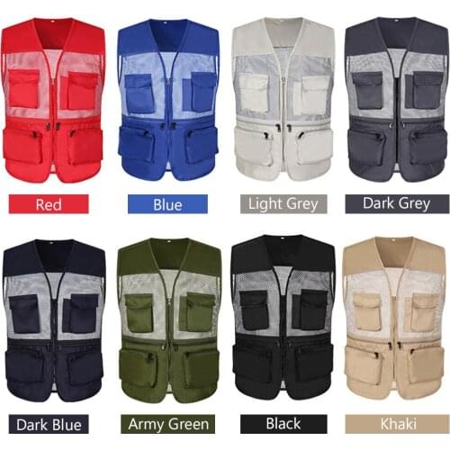 Fishing Vest Breathable Fishing Travel Mesh Vest with Zipper Pockets Summer Work Vest for Outdoor Activities