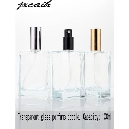 1 Hot Sale large Capacity 100ml Perfume Bottle Square Transparent Glass Spray Empty Bottle Stylish Refillable Bottle