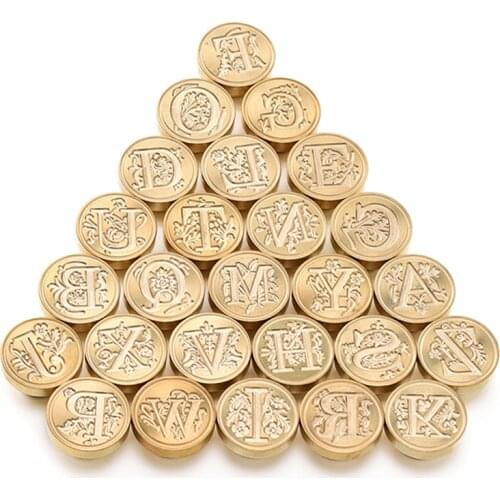 1pc Exquisite Retro Sealing Wax Stamp Replace Brass Head Vintage 26 Alphabet Letters A To Z Wax Tool Envelope Post Decor Gift