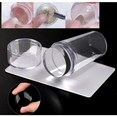 1pcs nail stamping plate kit transparent Jelly Silicone for french nail tips manicure plate stamp polish Stencil stamper scraper