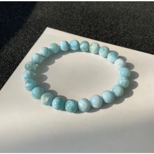 1Pc Top Quality Natural Blue Larimar Gemstone Bracelet Beads Women Man Shape One-loop Lucky Gift AAAAAA