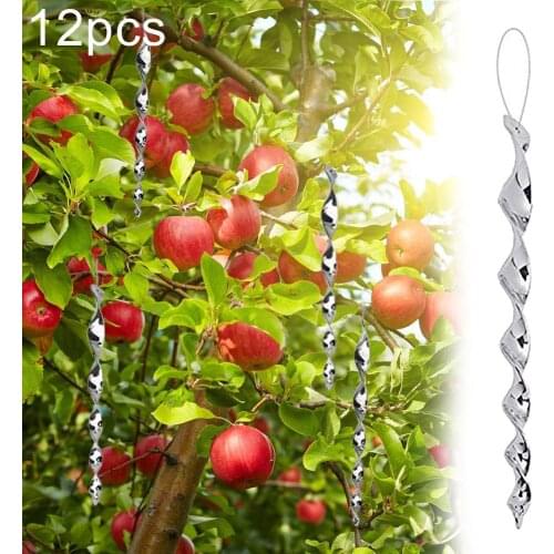 12Pcs Bird Repellent Reflective Scare Rods Spiral Deterrent Control Device Garden Ornament With Bonus Outdoor