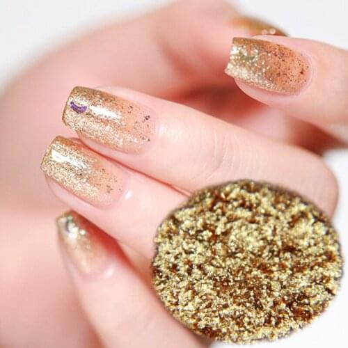 2g/box NailMAD Golden Foil Flake Bling Nail Flecks Powder Nail Art Foils Dust Glitter Powder Gold Foils