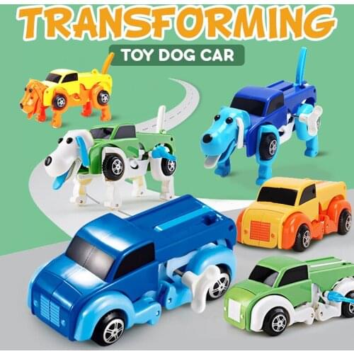2021 Cool Clockwork Automatic Transform Car Vehicle Wind Up Dinosaur Dog Deformation Toy For Children Kids Boy Girl Gift