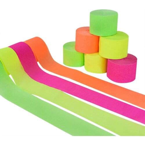 25M Colorful Fluorescent Fold Paper 4.5Cm/1.8Inch DIY Handmade Wedding Birthday Festive Party Club Decor Gifts Packing Supplies