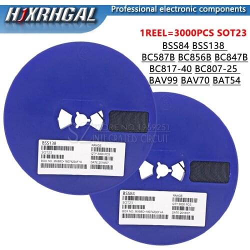 3000pcs BSS84 BSS138 BC857B BC856B BC847B BC817-40 BC807-25 BAV99 BAV70 BAT54 SOT-23 PD J1 3F 3B 1F 6C 5B A7 A4 KL3 SOT23