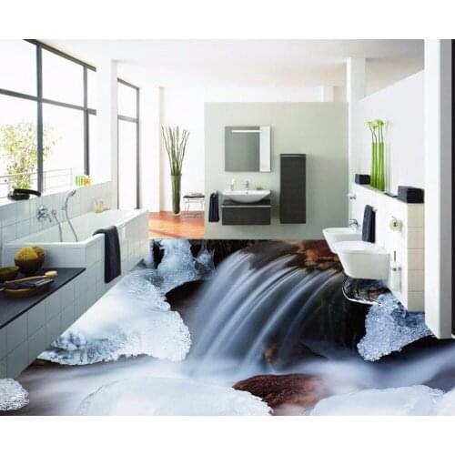 3d floor painting wallpaper Snow and ice River 3D floor painting waterproof wall murals pvc wallpaper 3d