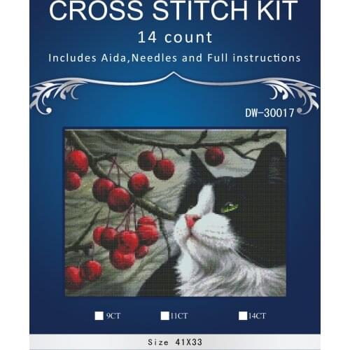 40*30cm black cat home Decor counted14ct white canvas similar DMC Cross Stitch kits14CT needlework Set DIY embroidery3th