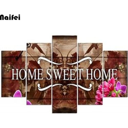 5pcs DIY 5d diamond embroidery sweet home 5D diamond painting Cross Stitch full square/Round Rhinestone mosaic home decoration