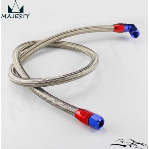 55" Nylon Steel 10An Oil Cooler Braided Oil Fuel Gas Line Hose Kit w/ Adapter Silver