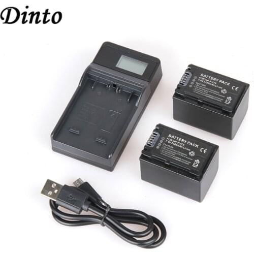 DINTO 2pcs NP-FV70 NPFV70 Camera Battery + LCD Display USB Charger for Sony NP-FV30 FV50 HDR-CX230 CX150 CX350E CX550E