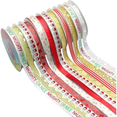 David accessories Stripe Letters Glitter Christmas Gift Wrapping Ribbon (12 rolls/set,3m/roll) DIY handmade materials,1Yc11757