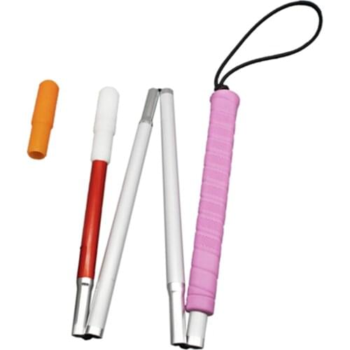 80cm / 90cm / 100cm Aluminium Folding Blind Cane , White Cane ,Pink Handle, with 2 Tips,4PEA-PIK