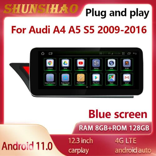 Qualcomm Blu ray GPS navig For 12.3 inch A5 RS4 RS5 A4 b8 S5 2009-2016 car radio carplay multimedia stereo Android 10