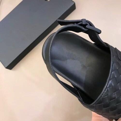 Brand Designer Handmade Weave Mens Summer Sandals 100% Real Leather Flats Sandals Beach Slippers Casual Comfort Platform Shoes