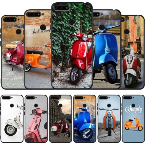 Vespa Scooter black Silicone Phone Case For honor 30 20 Pro 8 8X 9 10 20 Lite Mate 10 20 30 Lite Pro cover