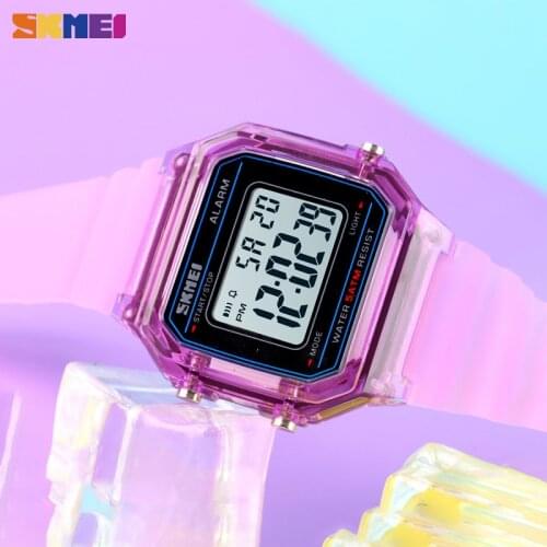 SKMEI Men Women Digital Watches Creative Transparent Case Strap Boys Girls Sport Wrist Watch Alarm Hour reloj 1698