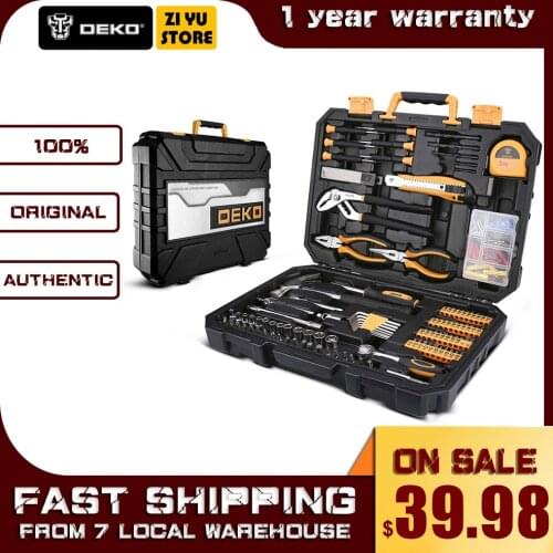 DEKO 196 Pcs Professional Car Repair Tool Set Auto Ratchet Spanner Screwdriver Socket Mechanics Tools Kit W/ Blow-Molding Box
