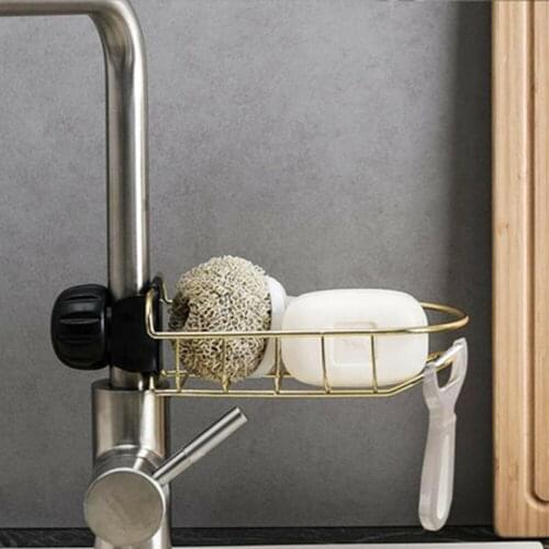 Stainless Steel Sponge Holder Kitchen Drainage Rack Metal Faucet Clip Hanging Holder Bathroom Kitchen Storage Organizer