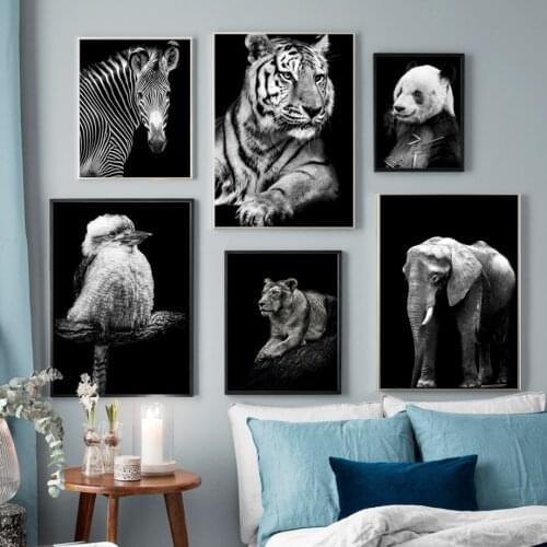Lion Tiger Zebra Panda Canvas Painting Posters Prints Nordic Animal Wall Art Picture For Scandinavian Home Decoration Room Decor
