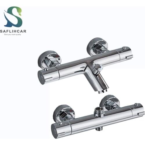 Chrome Bathroom Thermostatic Mixing Valve Hot Cold Water Mixer Bathtub Faucet Replace Shower Valve