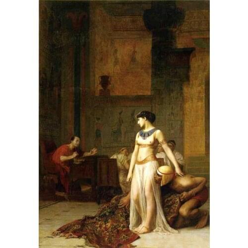 100%Handmade Stunning Oil painting Jean-Leon Gerom - Arab Caesar and Cleopatra beauty canvas