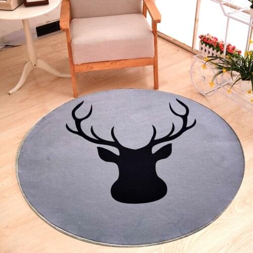 Nordic Simple Rugs Round Printed Anti-slip Wear-resisting Living Room Ground Decor Support Machine Wash Durable Carpet