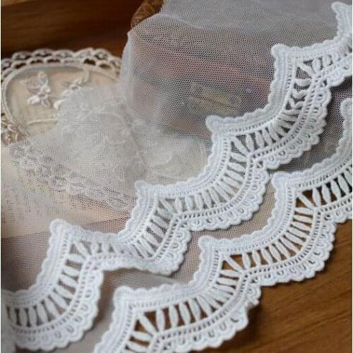 1 Meter 12cm Width wide Off White embroidered sewing lace mesh guipure lace trim or fabric warp knitting DIY Garment Accessories