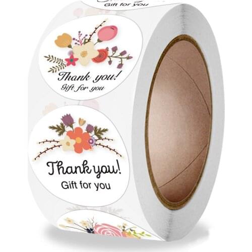 100-500pcs Flower Cute Stickers Thank You Gift for You Stickers Envelope Sealing Label Decoration