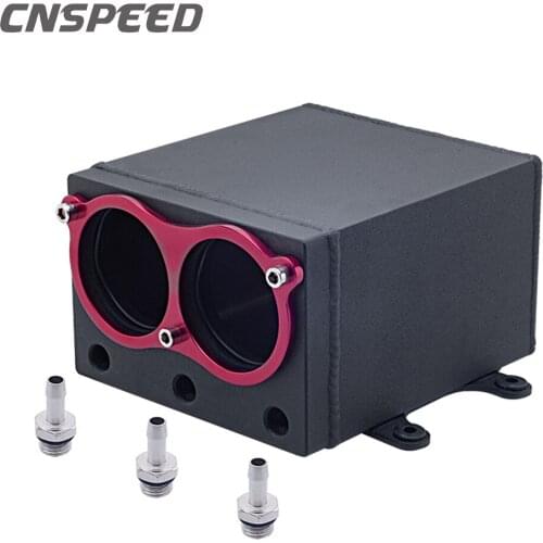 60mm dual port 044 pump use racing black Billet 6061 aluminium oil catch can fuel surge tank