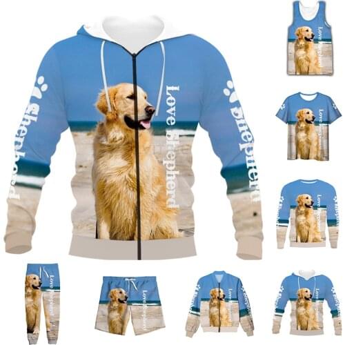 New Fashion 3D Full Print Animal Golden Retriever T-shirt/Sweatshirt/Zip Hoodies/Thin Jacket/Pants Four Seasons Casual Suit