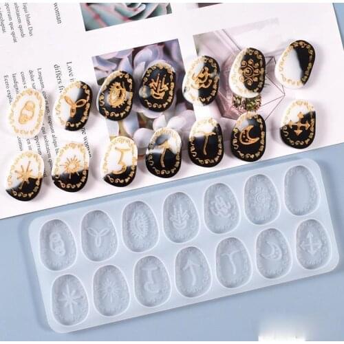 Oval Runes Silicone Molds Handmade Necklace Charms DIY Epoxy Resin Craft Mould Keychain Pendant Jewelry Cabochons