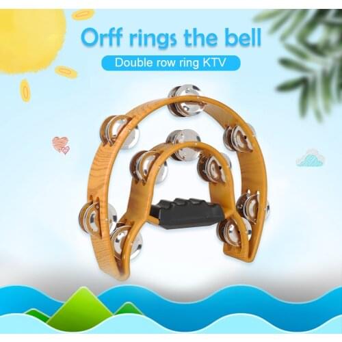 Half Moon Drum Orff Tambourine Hand Bell Percussion Musical Instruments Toy Double-row Aand Bells Bell-Rubber Models