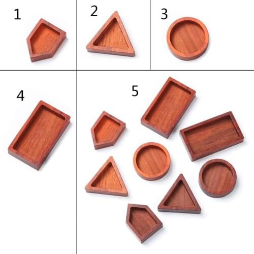 Blank Wood Cabochon Round Square Wooden Resin Frame Pendant Resin Jewelry Making
