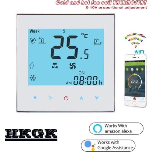 0-10V adjustable WiFi thermostat for heating and cooling to adjust the temperature, Works with Alexa Google Home